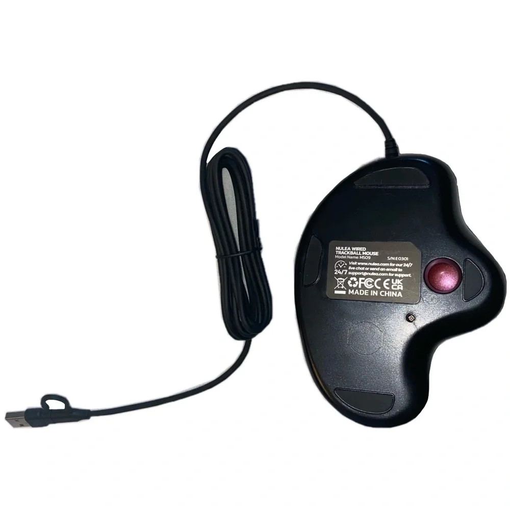 Nulea M509 Wired Trackball Mouse Ergonomic Thumb Control Type C USB, Pink